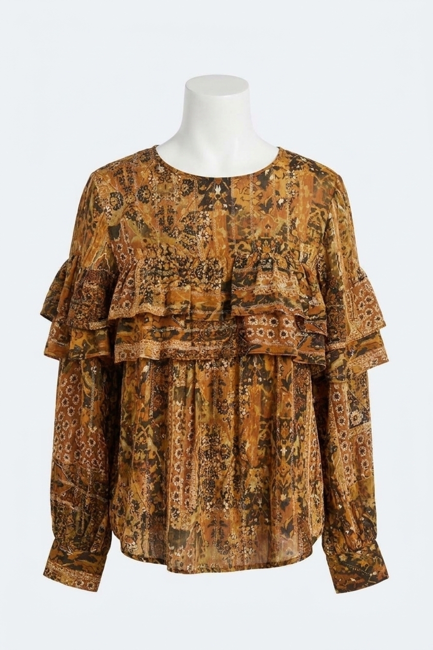 NEW BA&SH pixie round neck blouse in ocre